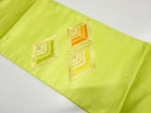 菱に若松模様　刺繍　開き名古屋帯（額縁仕立て）